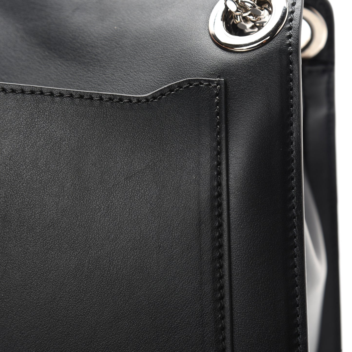 Shiny Calfskin Medium Annie Shoulder Bag Black