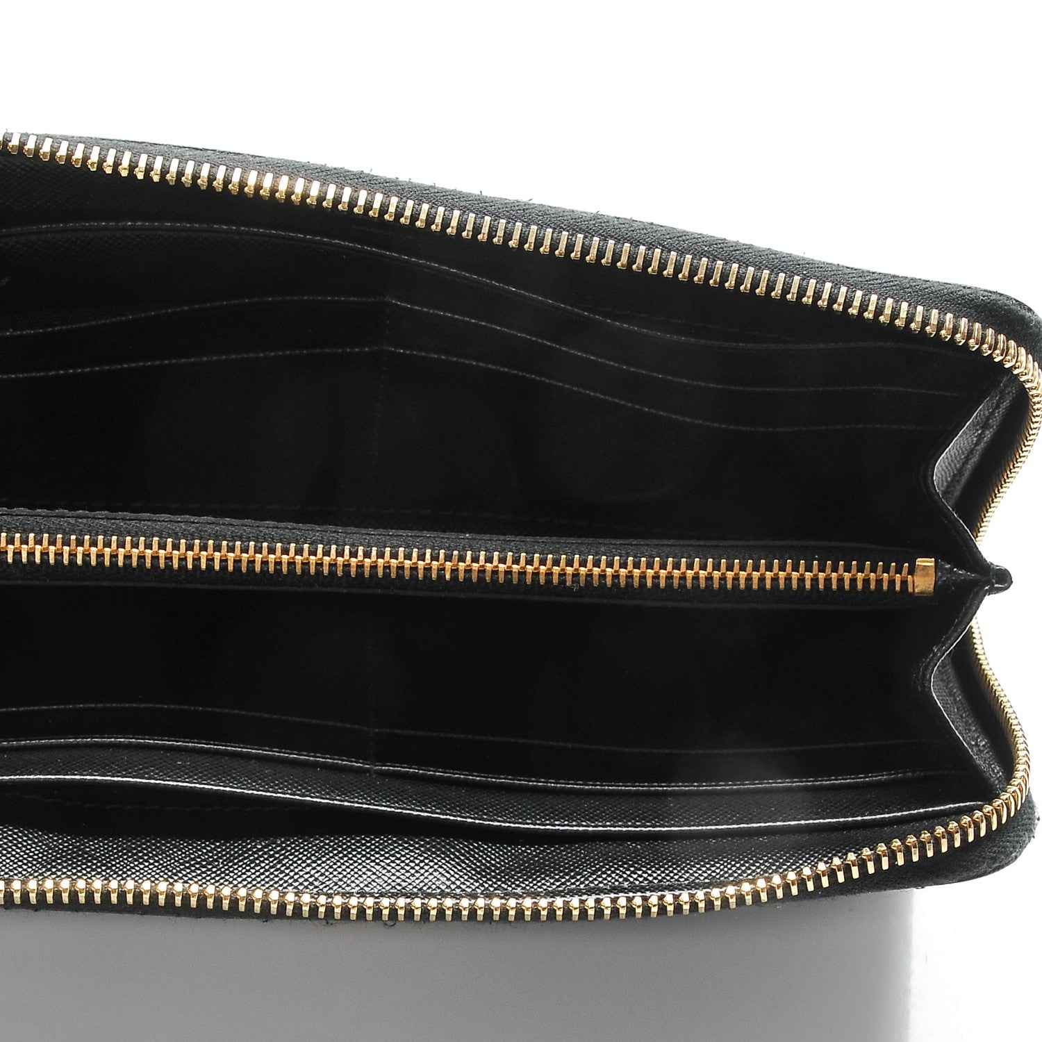 Prada Saffiano Metal Zip Around Wallet Nero Black 5 of 7