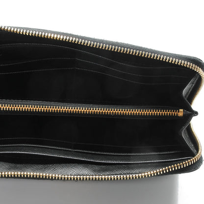 Prada Saffiano Metal Zip Around Wallet Nero Black 5 of 7