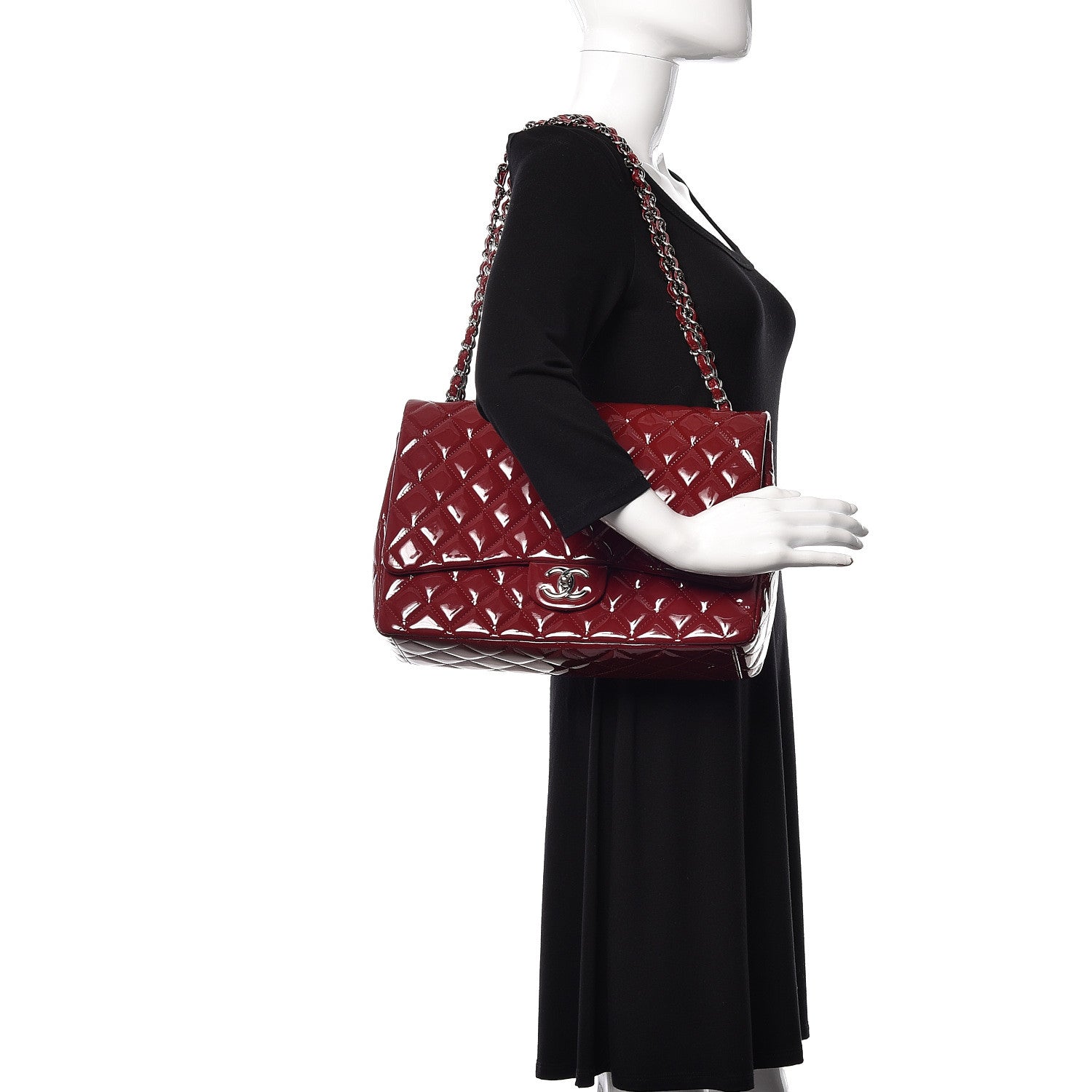Chanel Patent Quilted Maxi Double Flap Red 2 of 24