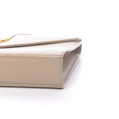 Saint Laurent Grain De Poudre Matelasse Chevron Large Monogram Satchel Dark Beige 10 of 10