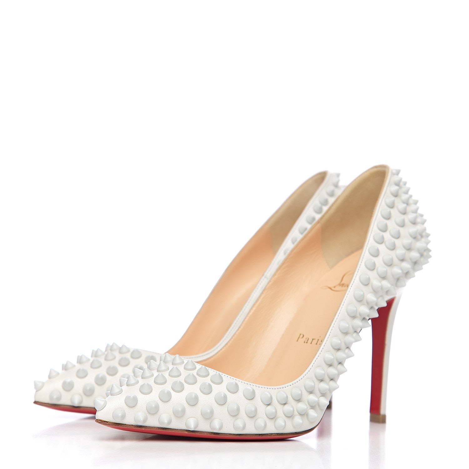 Christian Louboutin Nappa Pigalle Spikes 100 Pumps 36 White 3 of 7