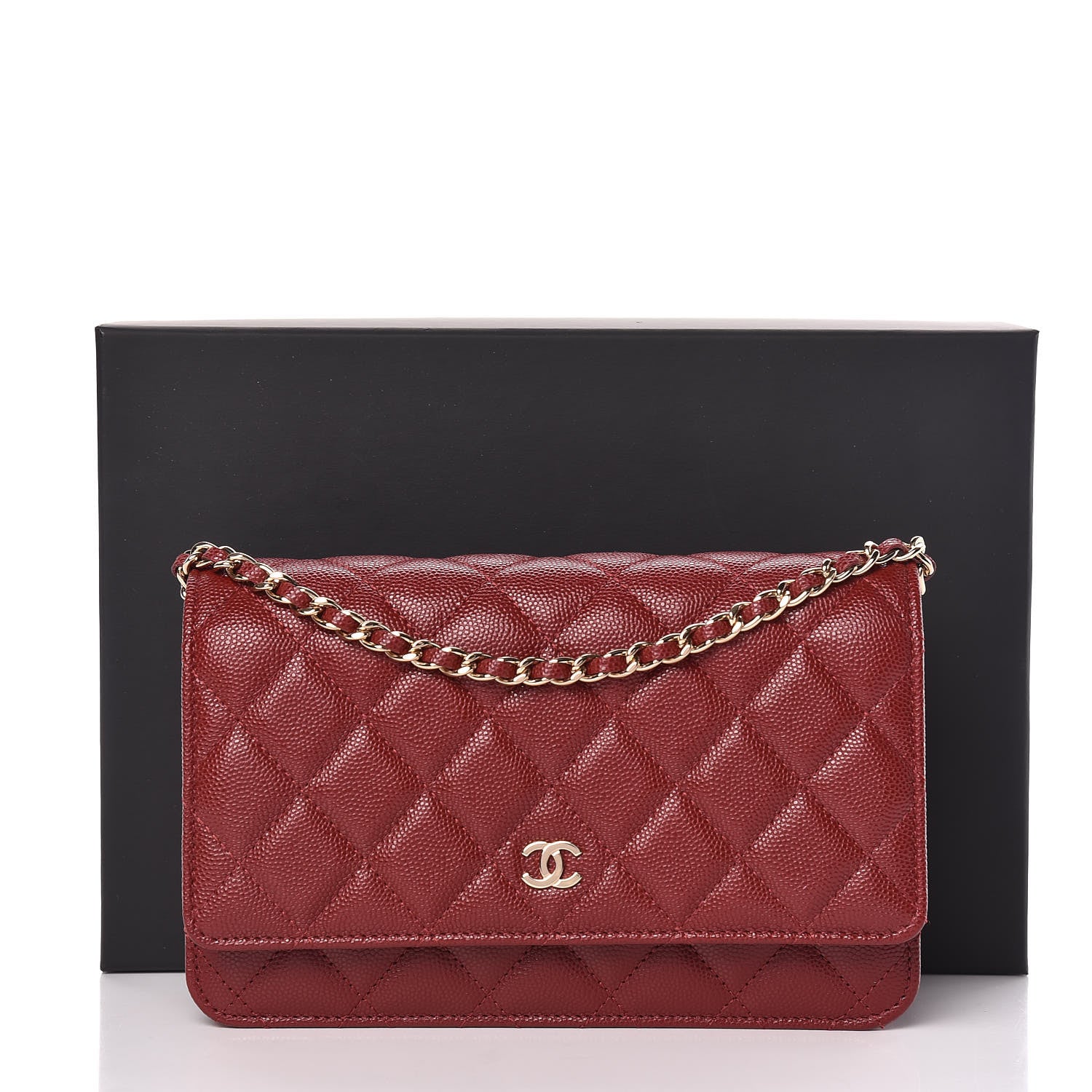 Chanel Caviar Quilted Wallet On Chain WOC Dark Red 12 of 12