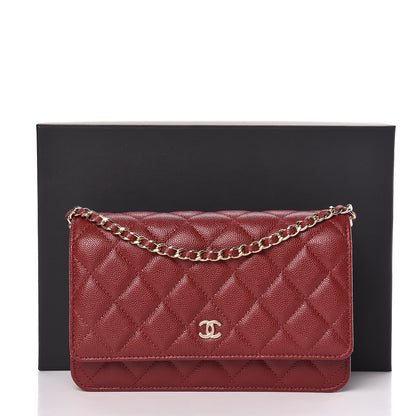 Chanel Caviar Quilted Wallet On Chain WOC Dark Red 12 of 12