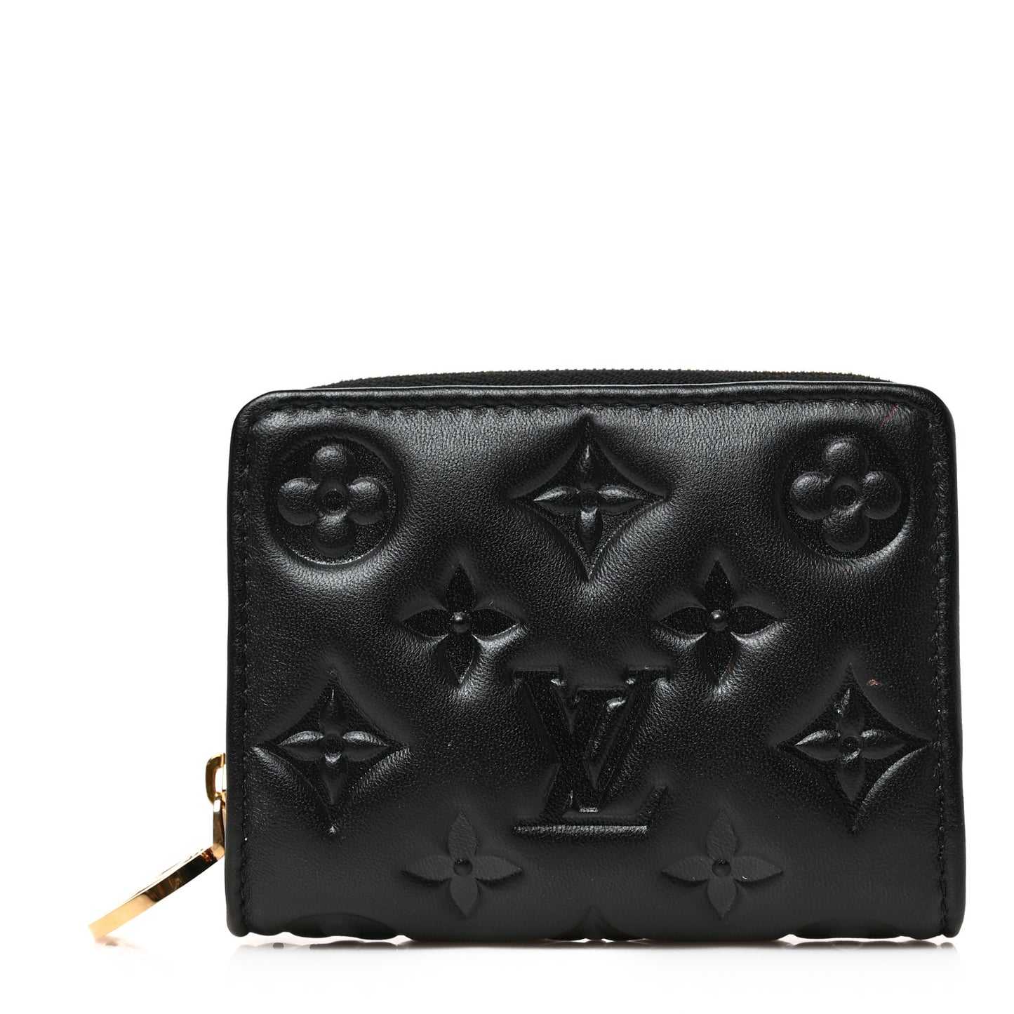 Lambskin Embossed Monogram Lou Coussin Wallet Black