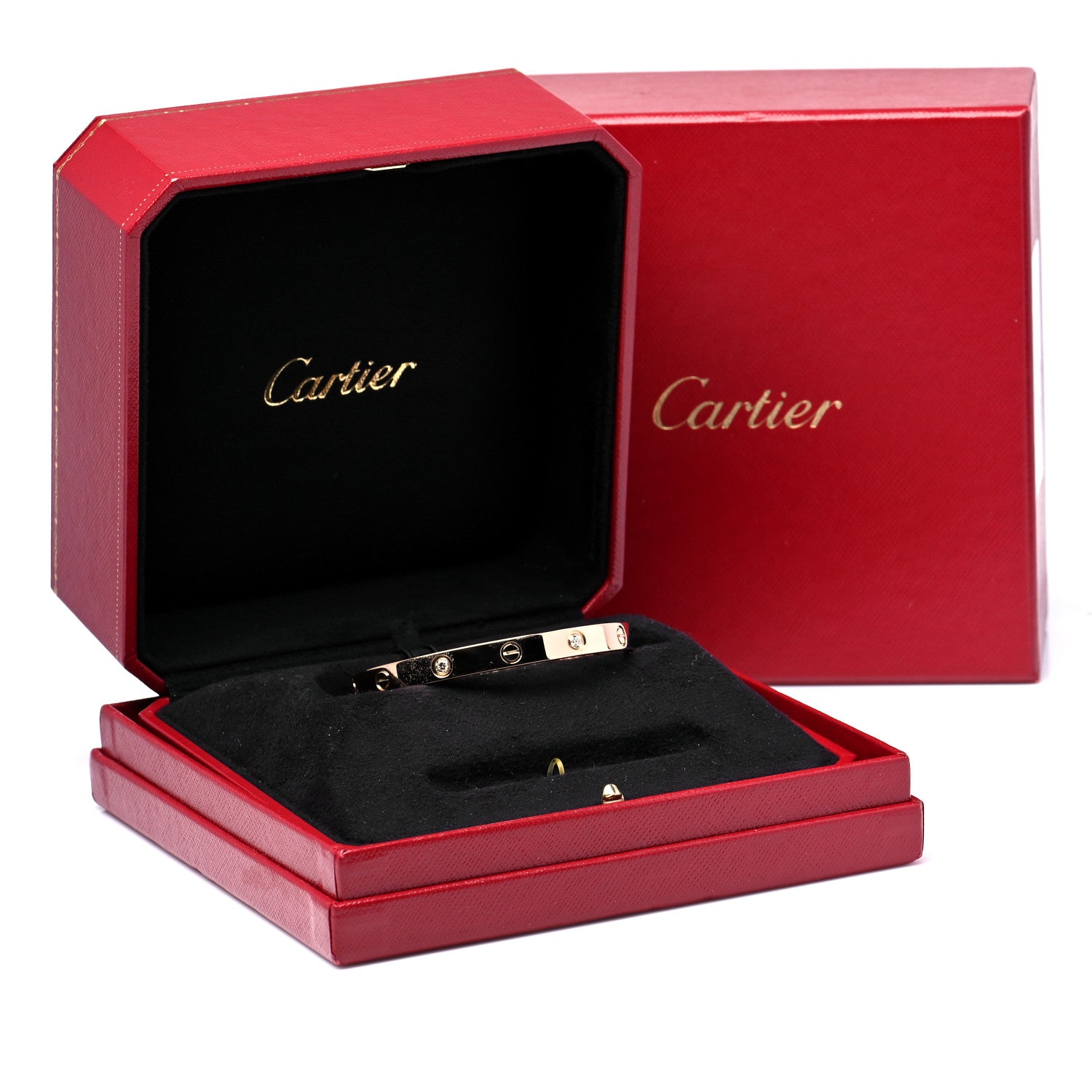Cartier 18K Pink Gold 4 Diamond LOVE Bracelet 17 6 of 6