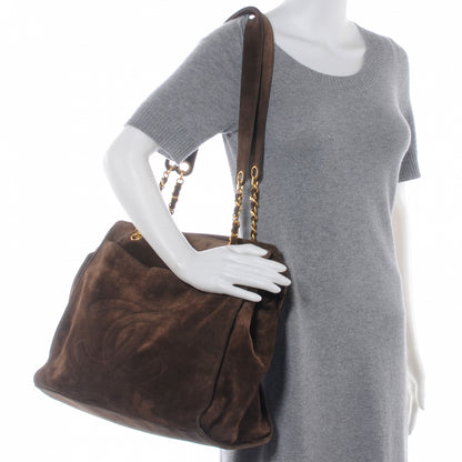 Chanel Suede Large CC Shoulder Bag Brown 2 of 9