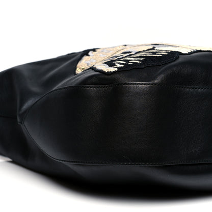 Gucci Calfskin Dog Embroidered Extra Large Dionysus Hobo Black 10 of 14