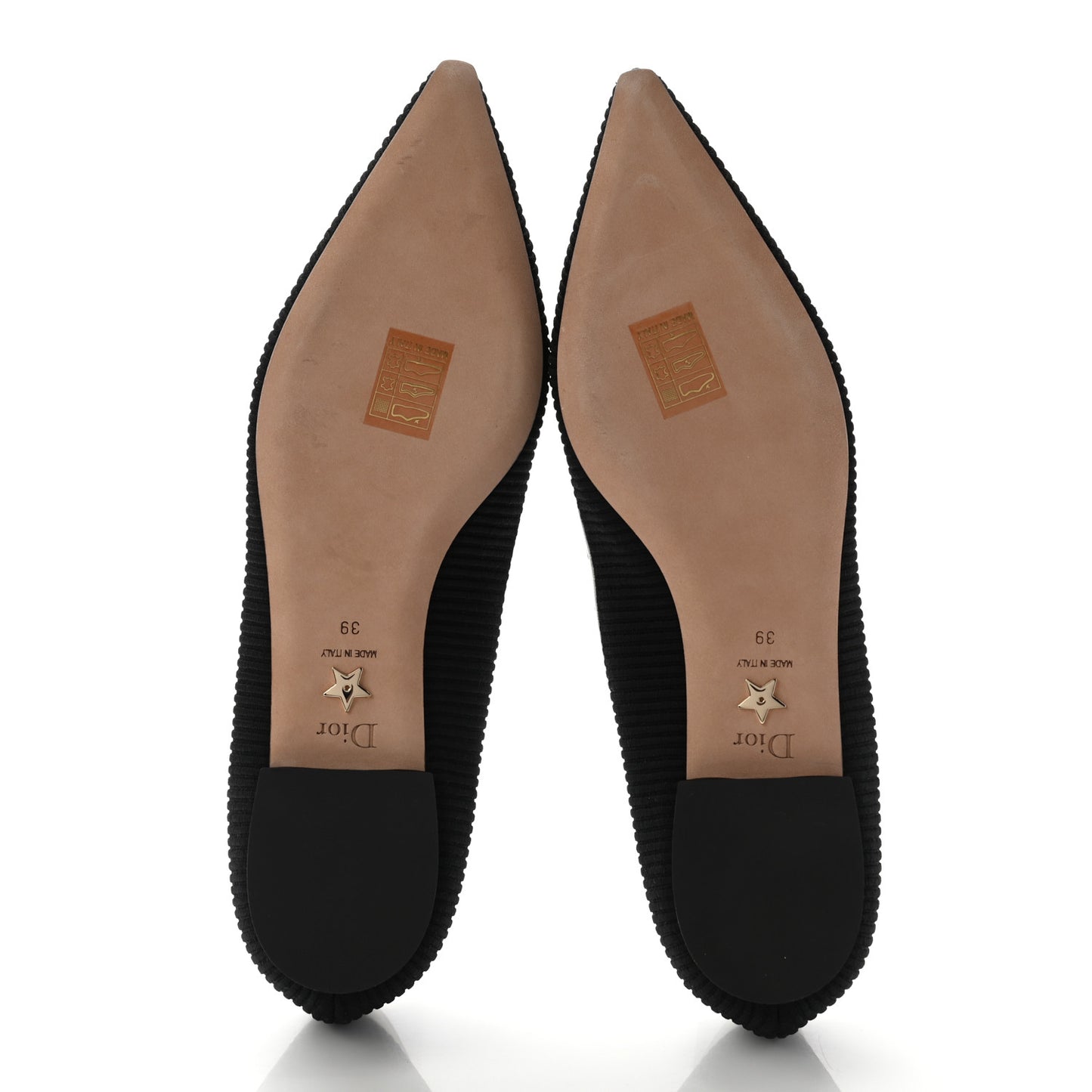 Fabric Ribbon Embroidered J'Adior Ballet Flats 39 Black