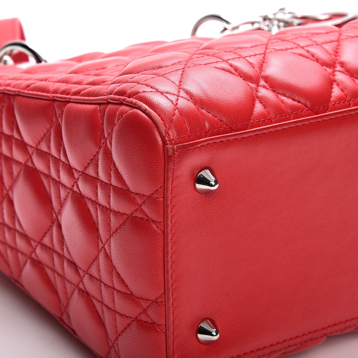 Christian Dior Lambskin Cannage Medium Lady Dior Red 11 of 12