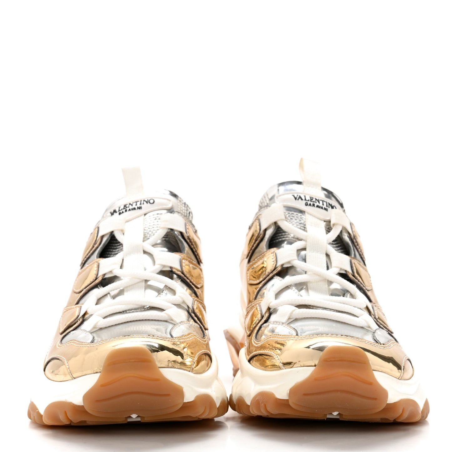 Metallic Nappa Patent Bounce Sneaker 36.5 Gold