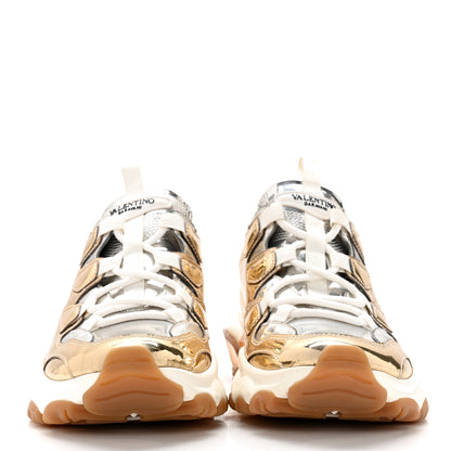 Valentino Garavani Metallic Nappa Patent Bounce Sneaker 36.5 Gold 2 of 12