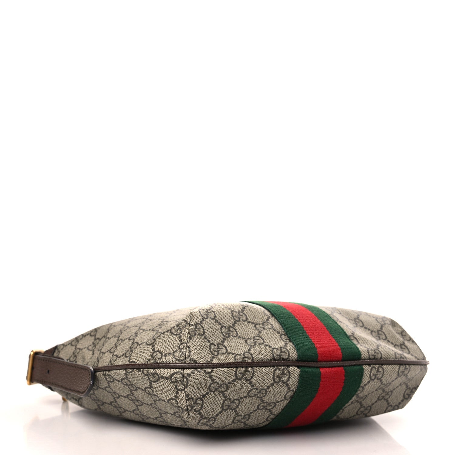 Gucci GG Supreme Monogram Textured Dollar Calfskin Web Small Ophidia Half Moon Hobo Beige Ebony New Acero 4 of 9
