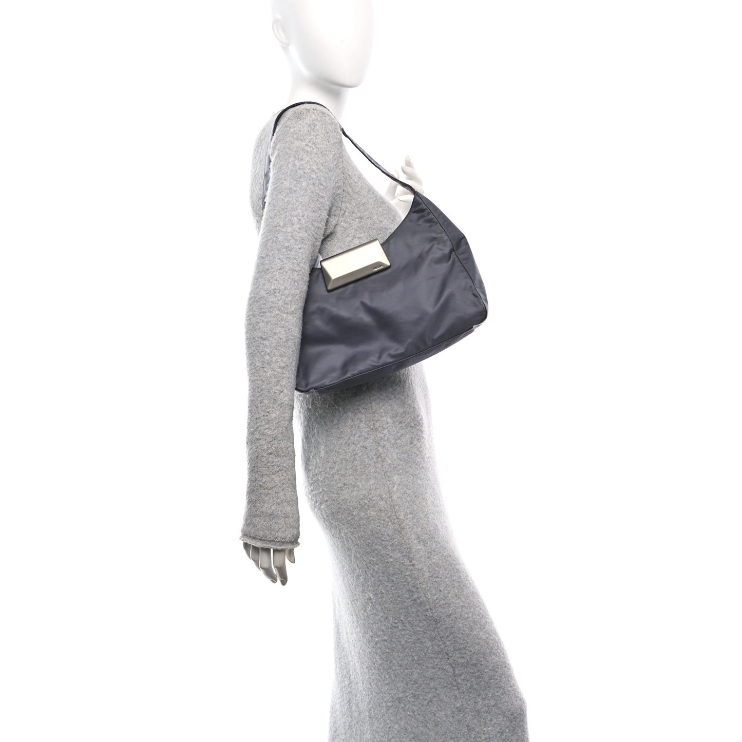 Tessuto Nylon Metal Shoulder Bag Grey