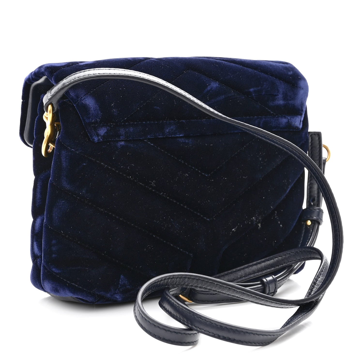 Saint Laurent Velvet Y Quilted Monogram Toy Loulou Crossbody Bag Deep Marine 3 of 9
