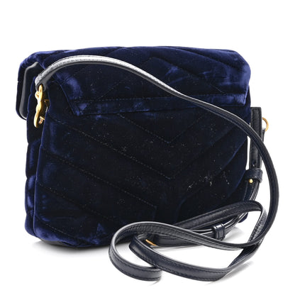 Saint Laurent Velvet Y Quilted Monogram Toy Loulou Crossbody Bag Deep Marine 3 of 9