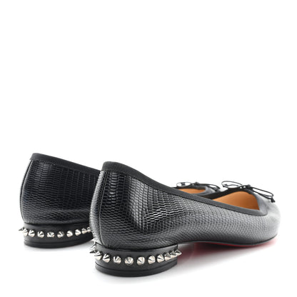 Christian Louboutin Calfskin Zarli Nappa Grosgrain Spiked Hall Flats 41 Black 5 of 9
