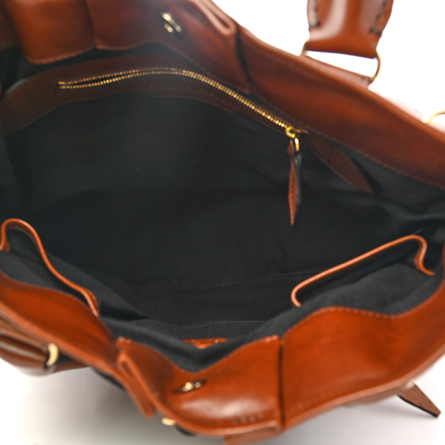Bridle Calfskin House Check Medium Whipstitch Tote Dark Tan