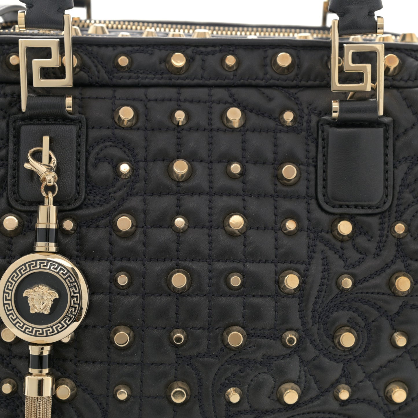 Nappa Barocco Quilted Studded Vanitas Demetra Black