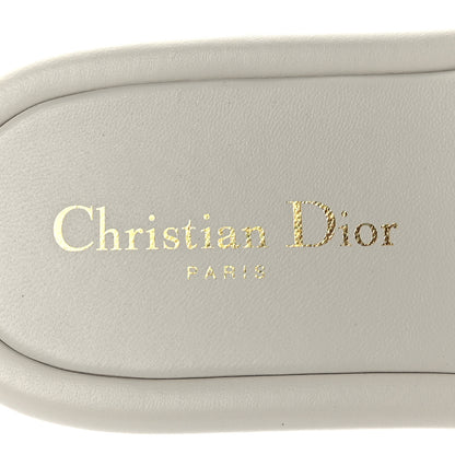 Christian Dior Lambskin Embossed Every-D Flat Slide Sandals 38 Off White 7 of 8