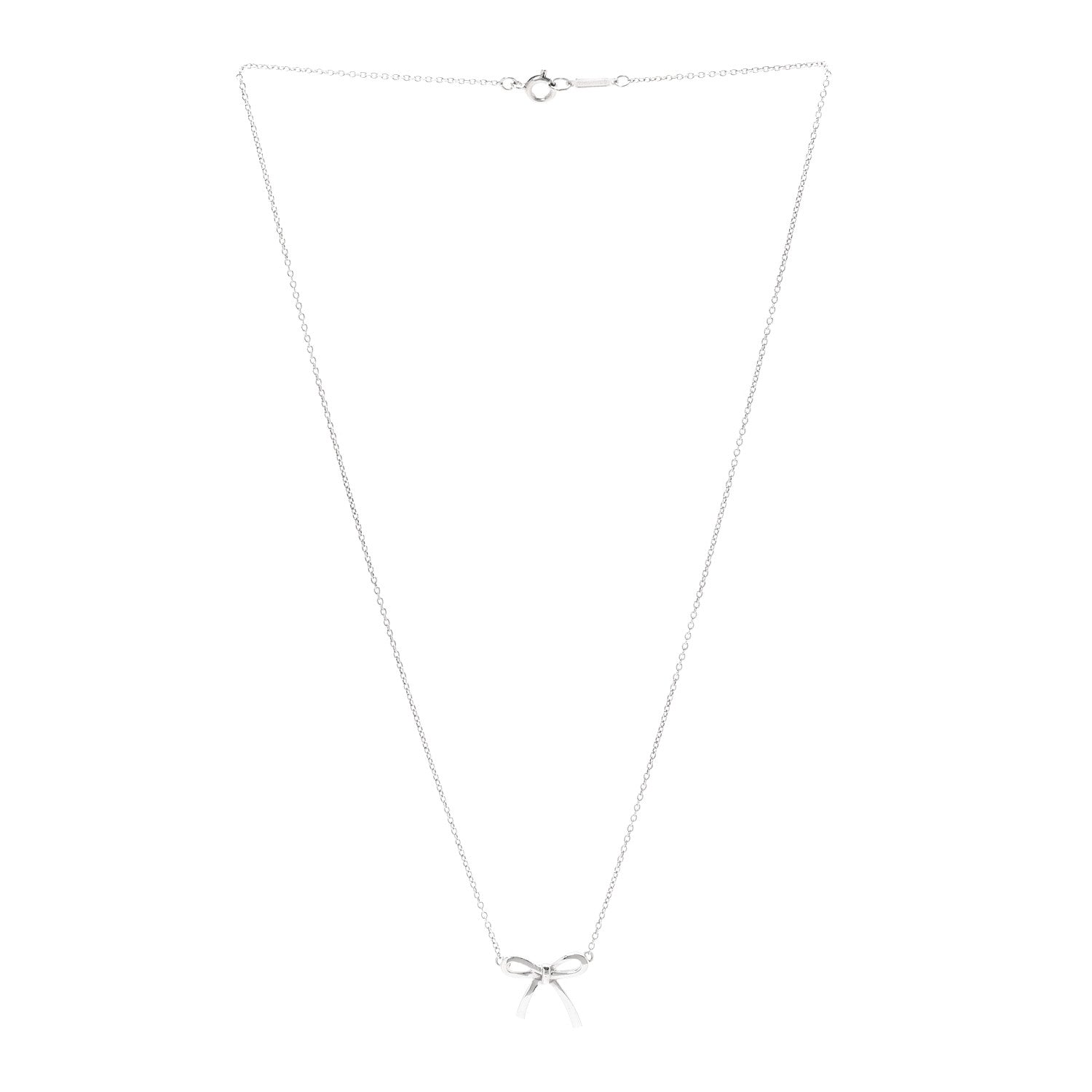 Tiffany Sterling Silver Small Bow Pendant Necklace 3 of 6