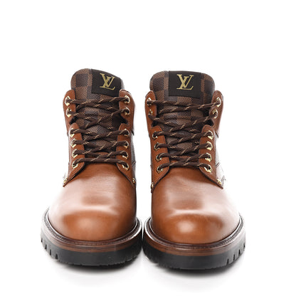 Louis Vuitton Calfskin Damier Ebene Oberkampf Ankle Boots 9 Cognac 2 of 8