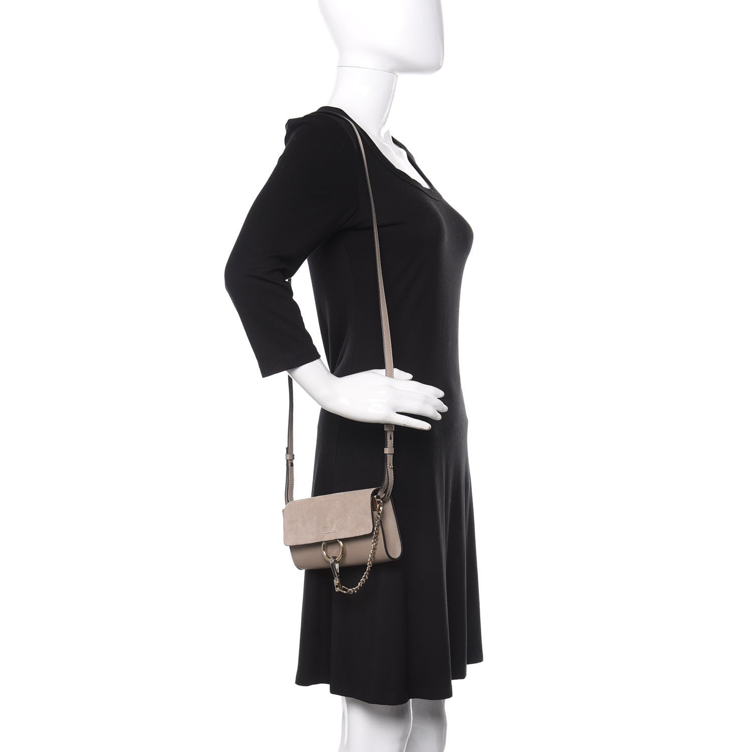 Chloe Suede Calfskin Mini Faye Shoulder Bag Motty Grey 2 of 11