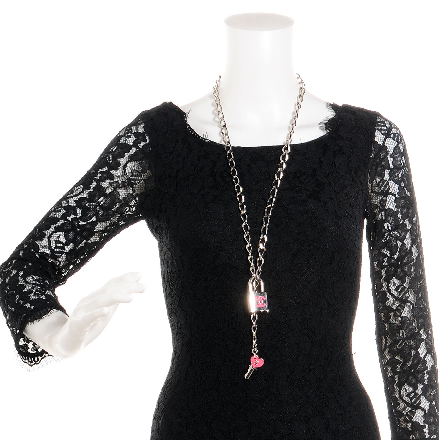 Chanel Padlock and Key CC Necklace Pink 2 of 5