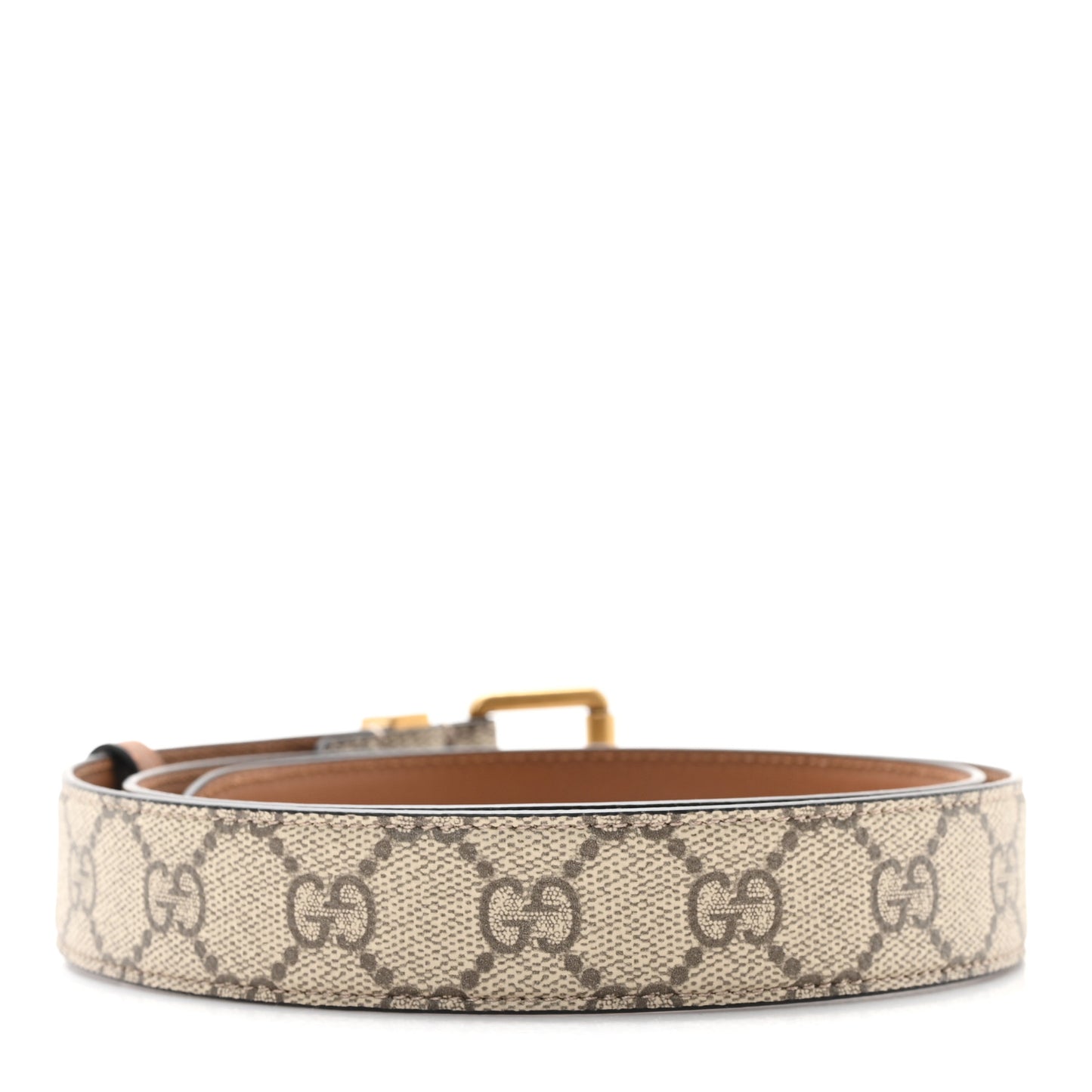 GG Supreme Monogram Calfskin Square 30mm Belt 90 36 Beige Ebony Old Sundial
