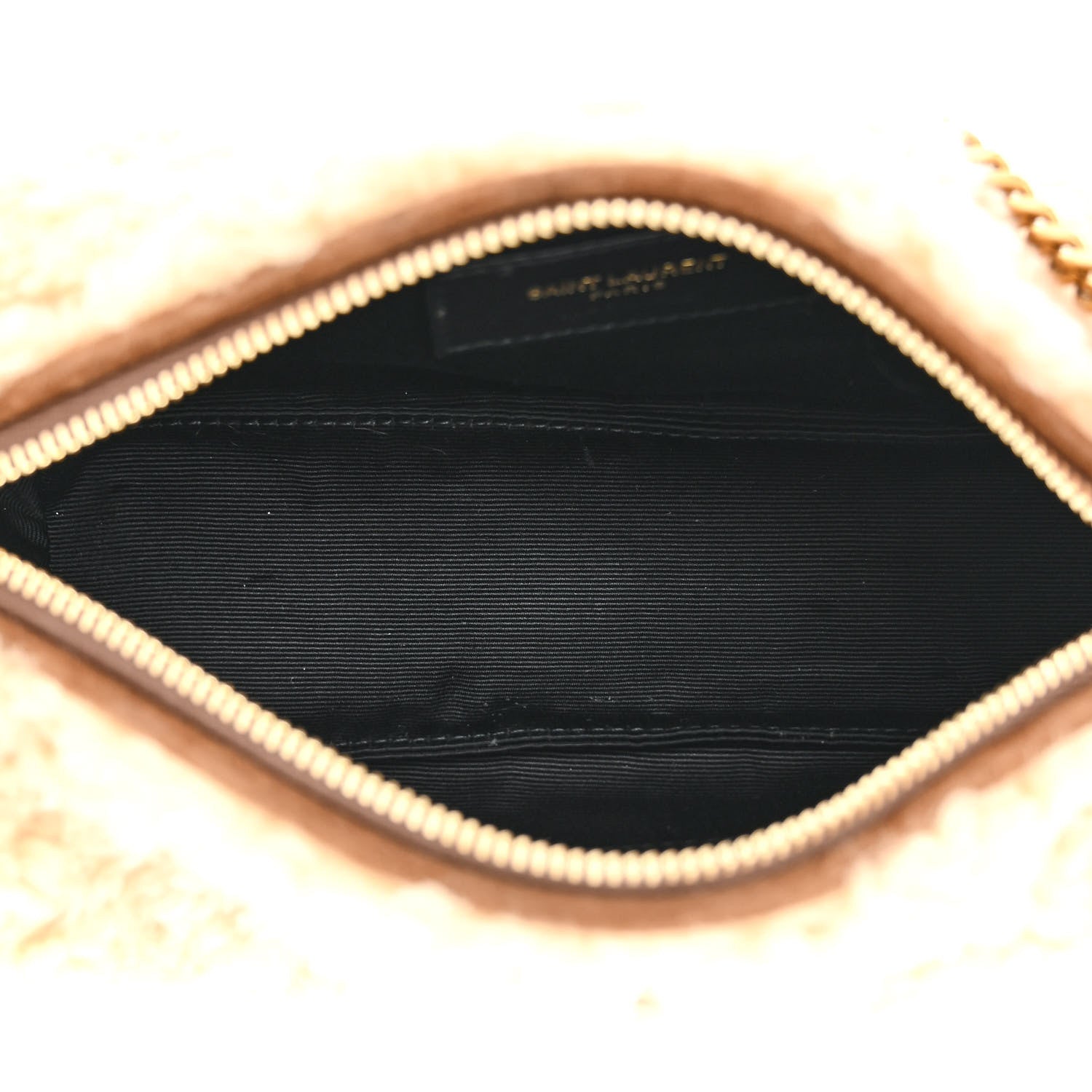 Saint Laurent Shearling Monogram Mini Sade Tube Bag Natural 5 of 10