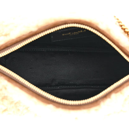 Saint Laurent Shearling Monogram Mini Sade Tube Bag Natural 5 of 10