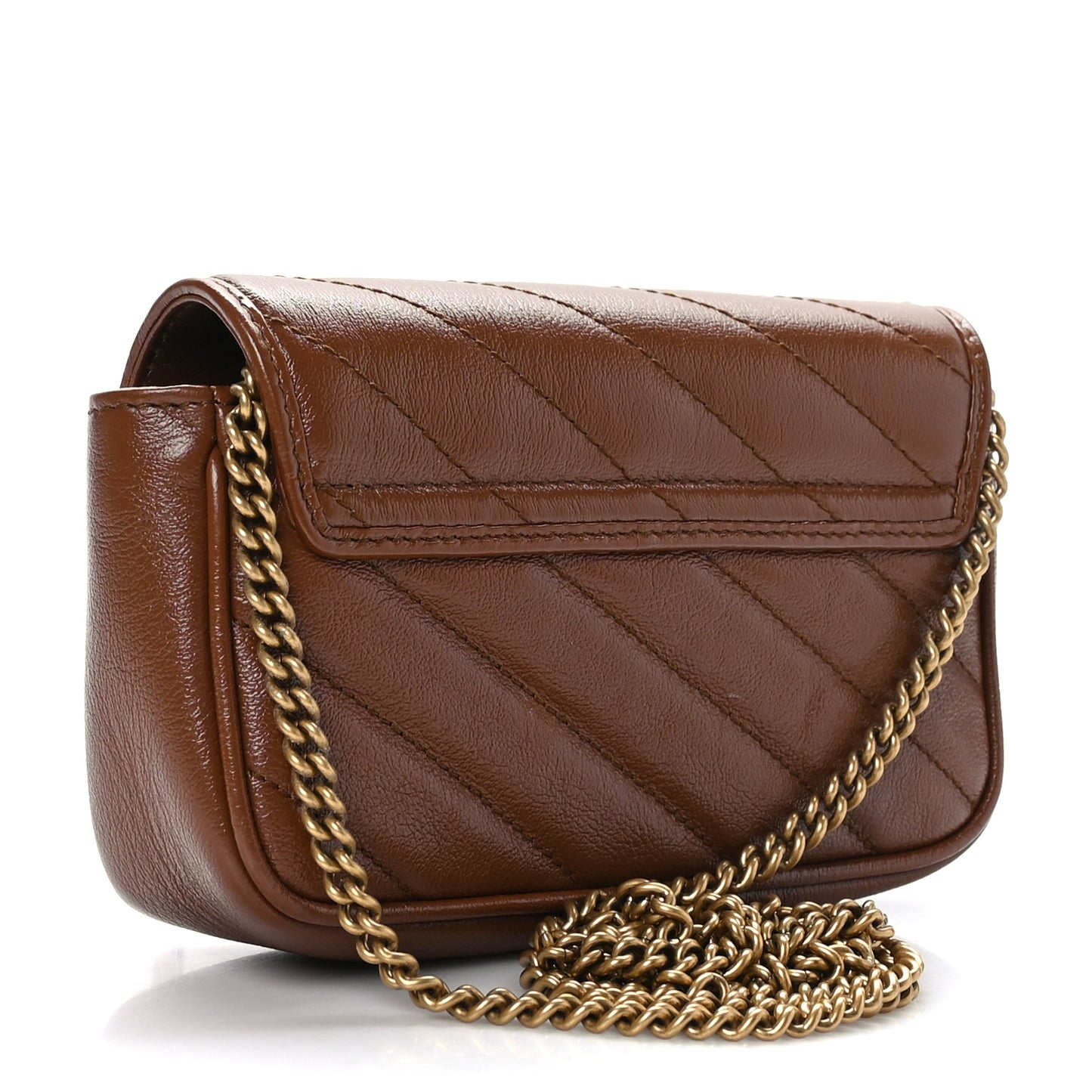 Azalea Calfskin Matelasse Diagonal Super Mini GG Marmont Shoulder Bag Cuir