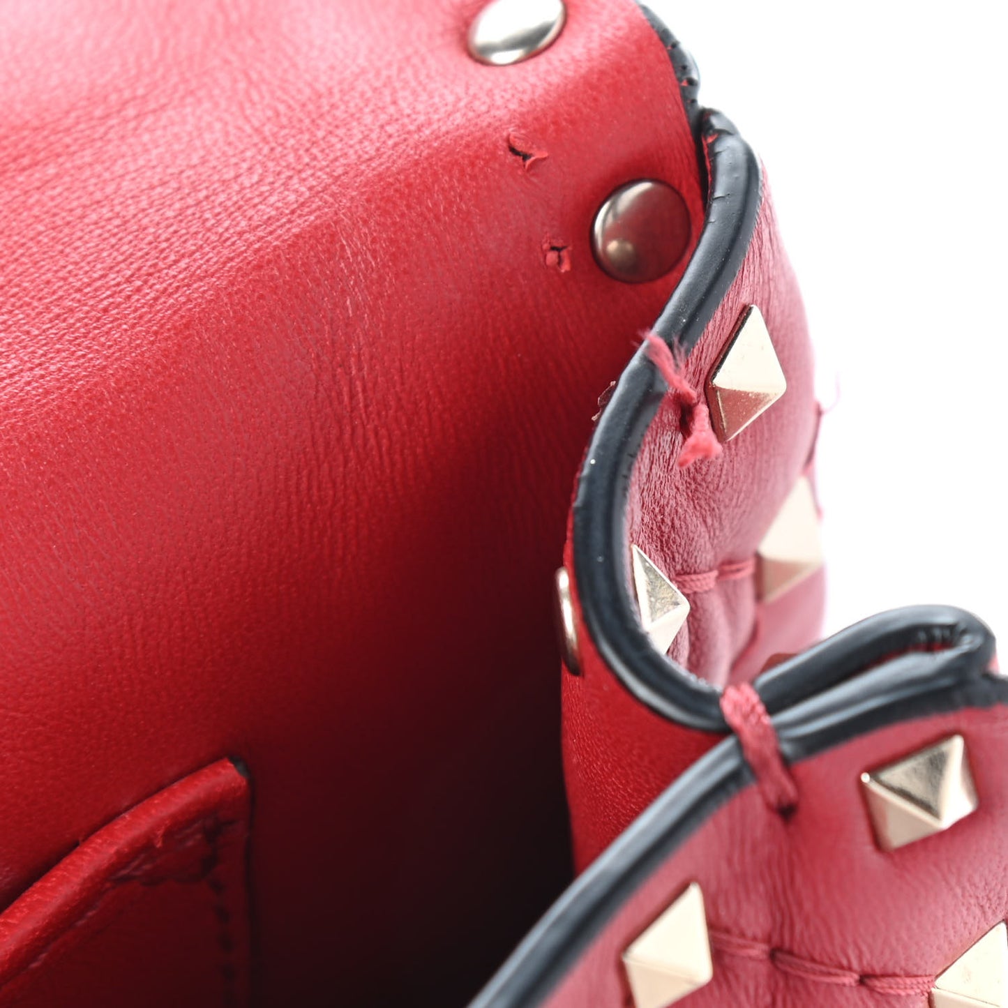 Nappa Small Rockstud Spike Shoulder Bag Rosso Valentino