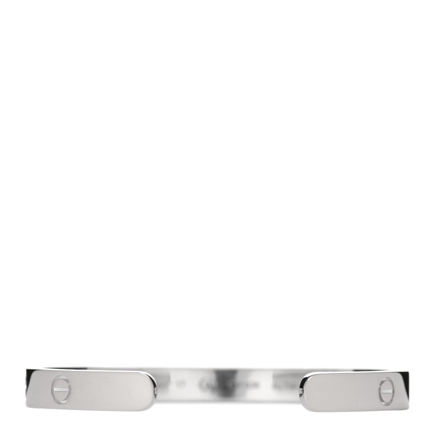 Cartier 18K White Gold 1 Diamond LOVE Cuff Bracelet 17 3 of 4