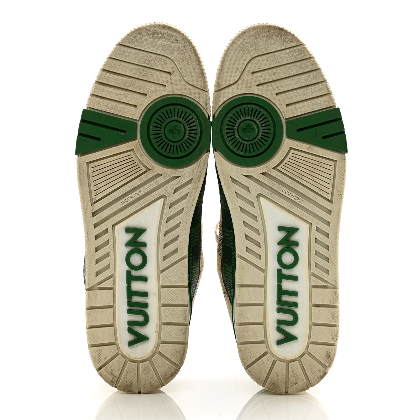 Damier Grained Calfskin Monogram Mens LV Trainer Sneakers 9 Green