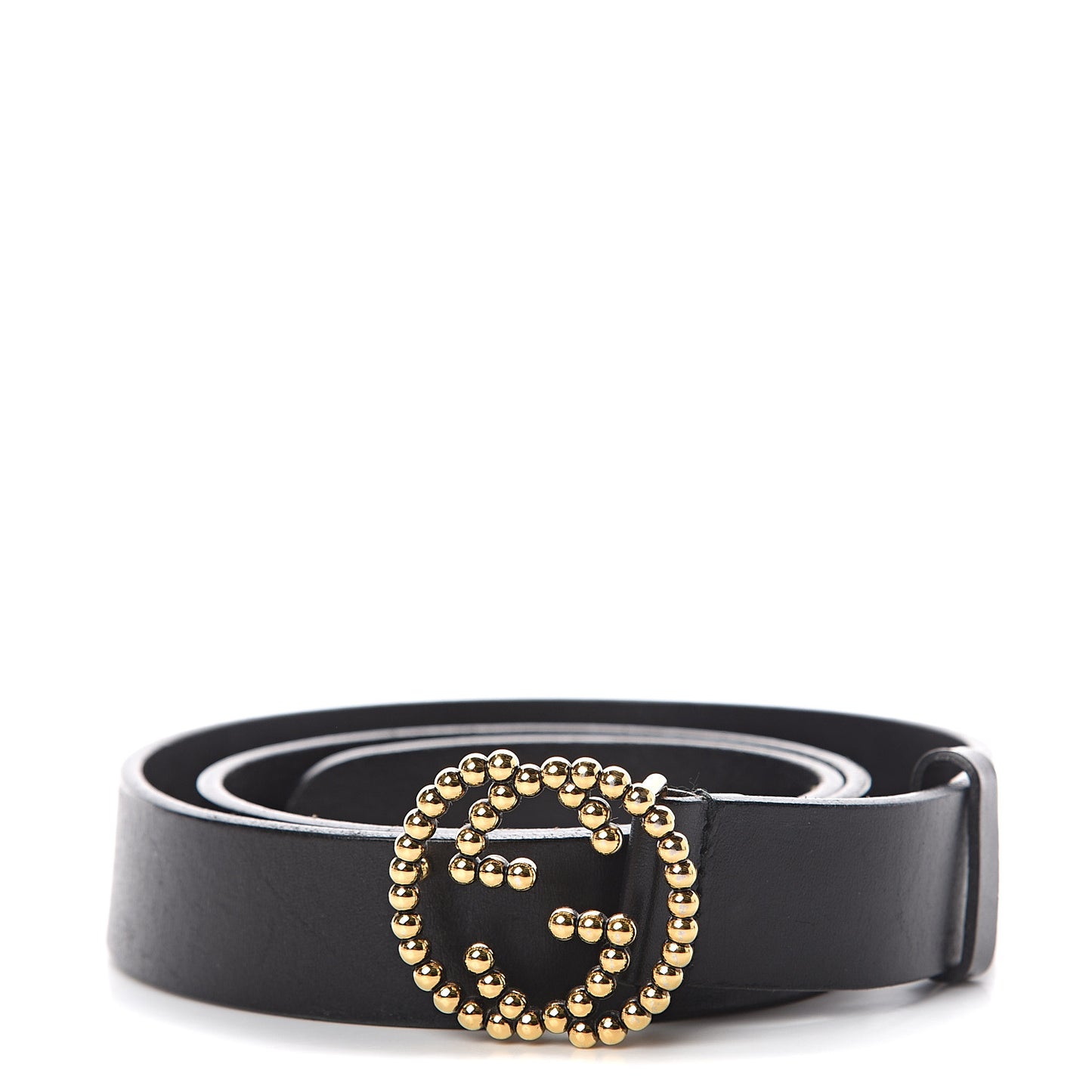 Margaux Calfskin Studded Interlocking G 30mm Belt 90 36 Black