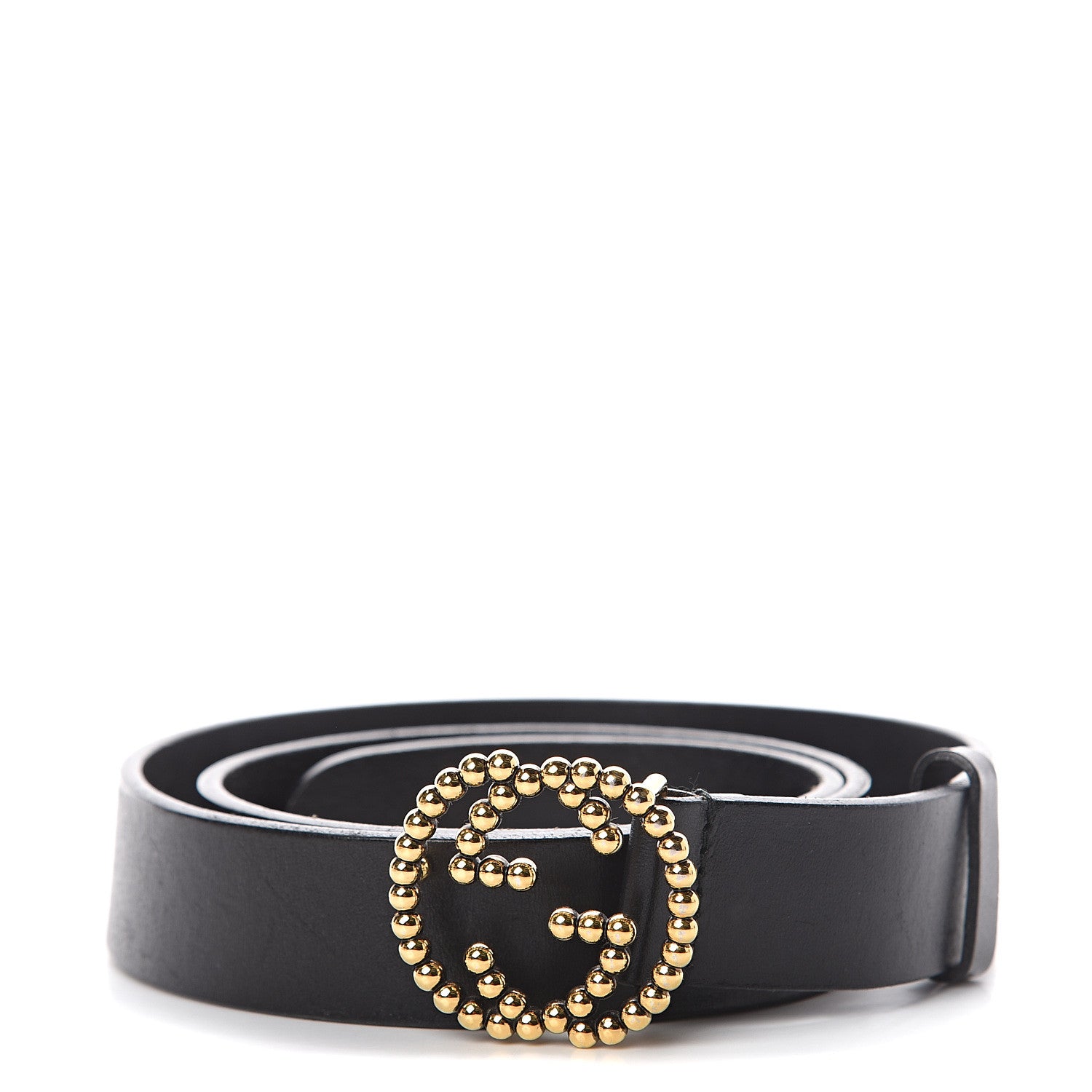 Gucci Margaux Calfskin Studded Interlocking G 30mm Belt 90 36 Black 1 of 4