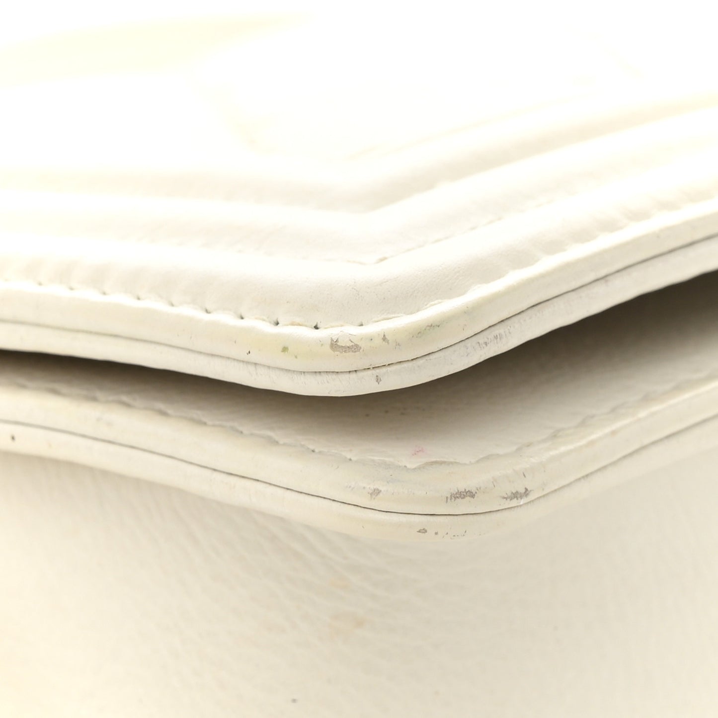 Calfskin Double Stitch Medium Boy Flap White