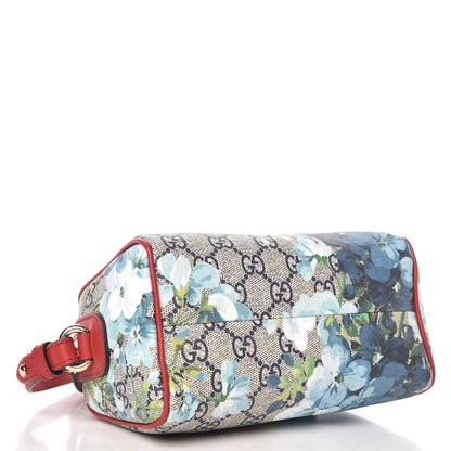 Gucci GG Supreme Monogram Blooms Mini Boston Navy Blue Hibiscus 4 of 10