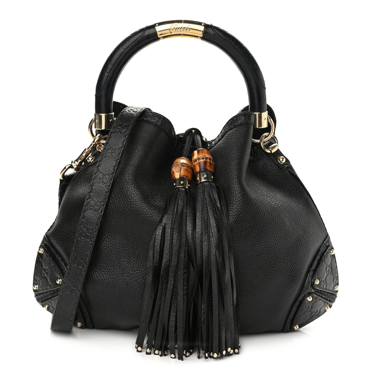 Calfskin Medium Indy Top Handle Hobo Black