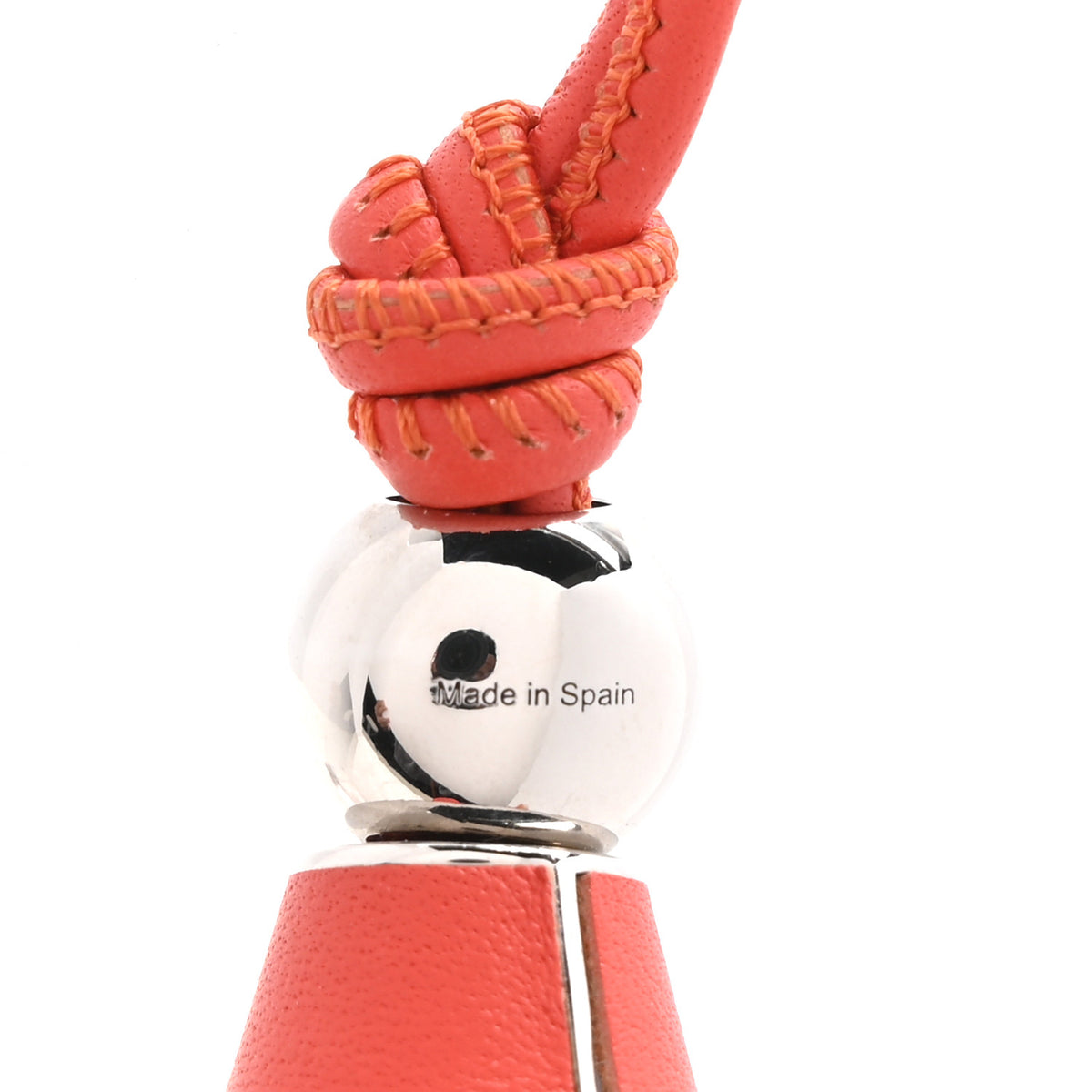 Calfskin Brass Work Cone Charm  Red