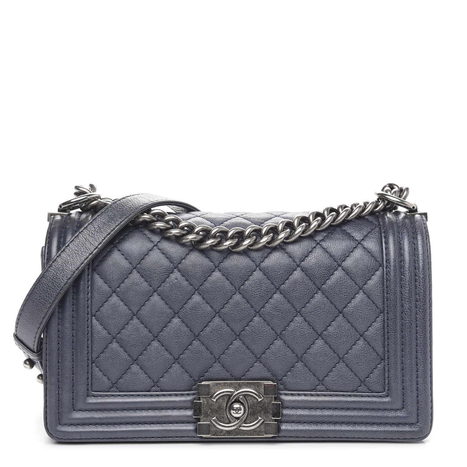 Chanel Calfskin Quilted Medium Boy Flap Dark Navy 1 of 14