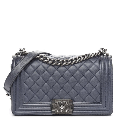 Chanel Calfskin Quilted Medium Boy Flap Dark Navy 1 of 14