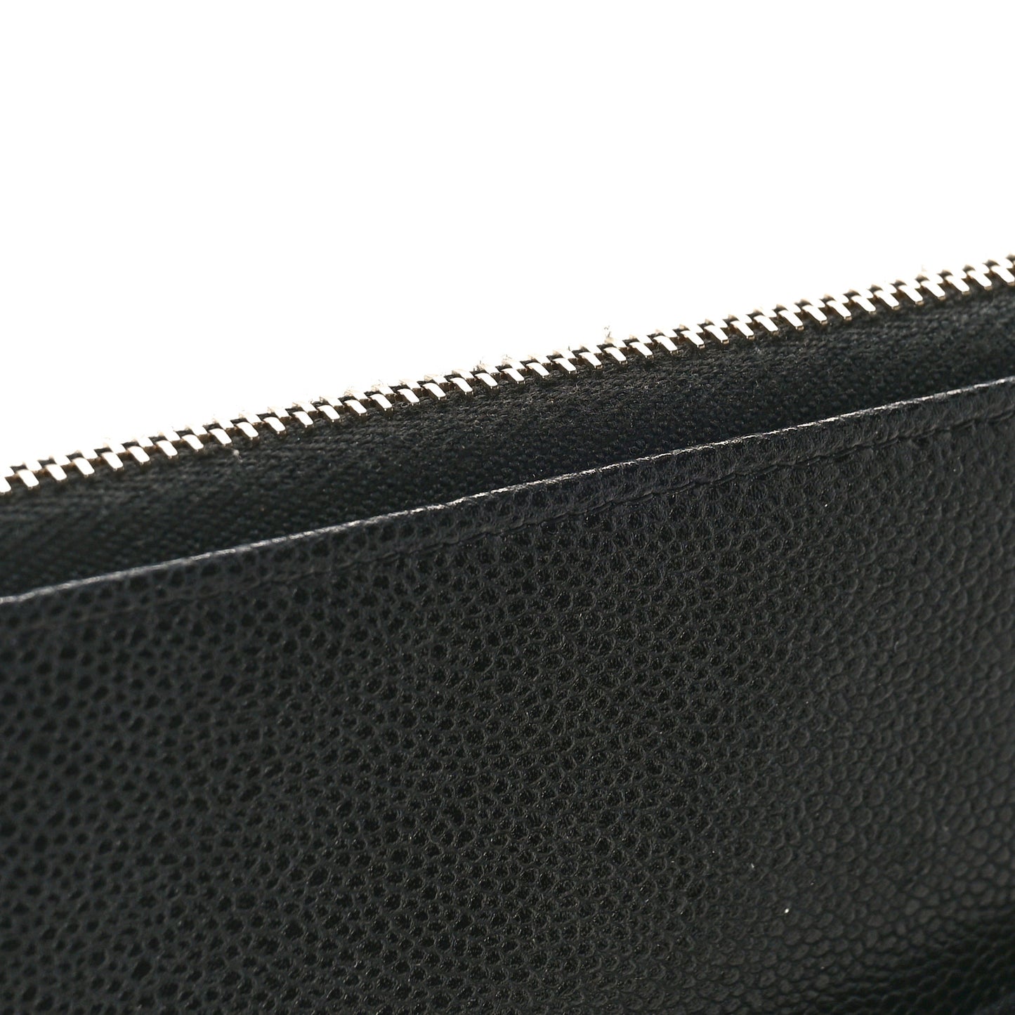 Caviar Quilted Large Flap Zip Clutch Black