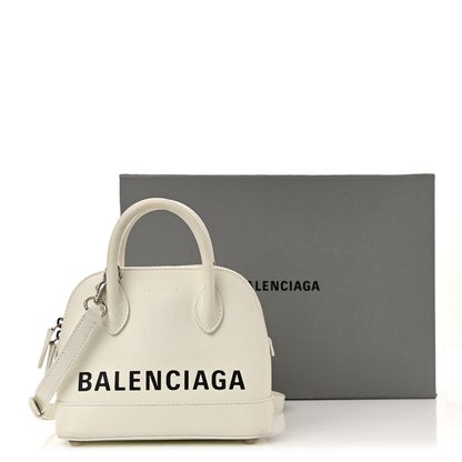 Balenciaga Grained Calfskin XXS Ville Top Handle Bag White Black 16 of 16