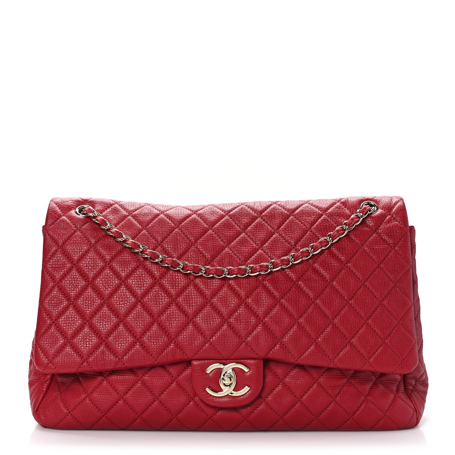 Chanel Calfskin Quilted XXL Travel Flap Bag Red 1 of 10