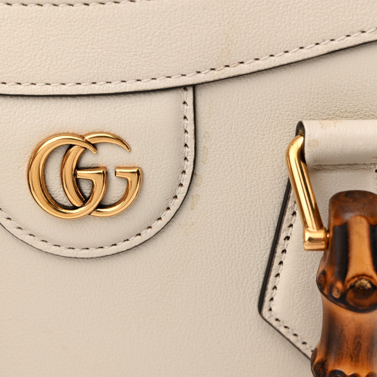 Gucci Wonka Grain Calfskin Small Diana Tote Bag Mystic White Orange Fluo 14 of 22