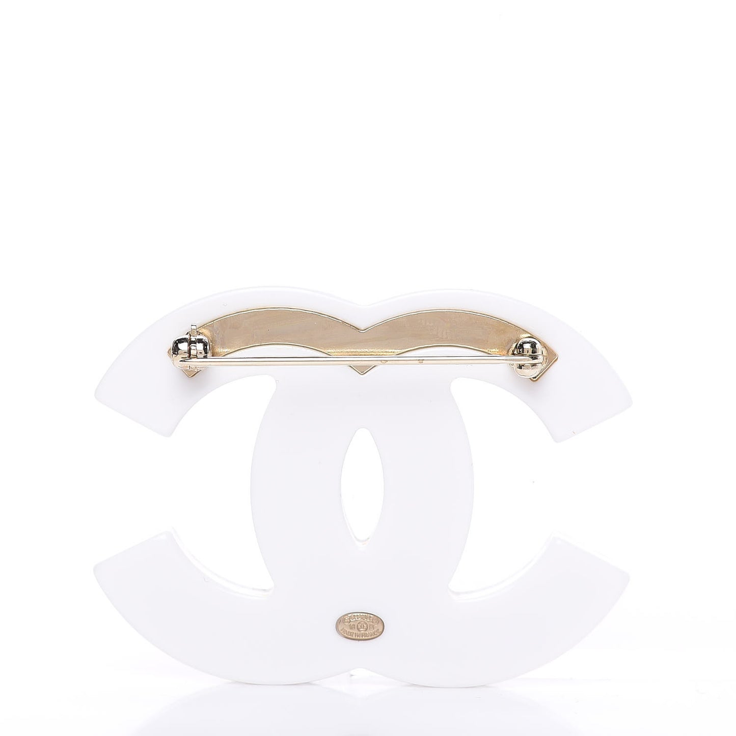 Resin Pearl CC Coco Brooch Black