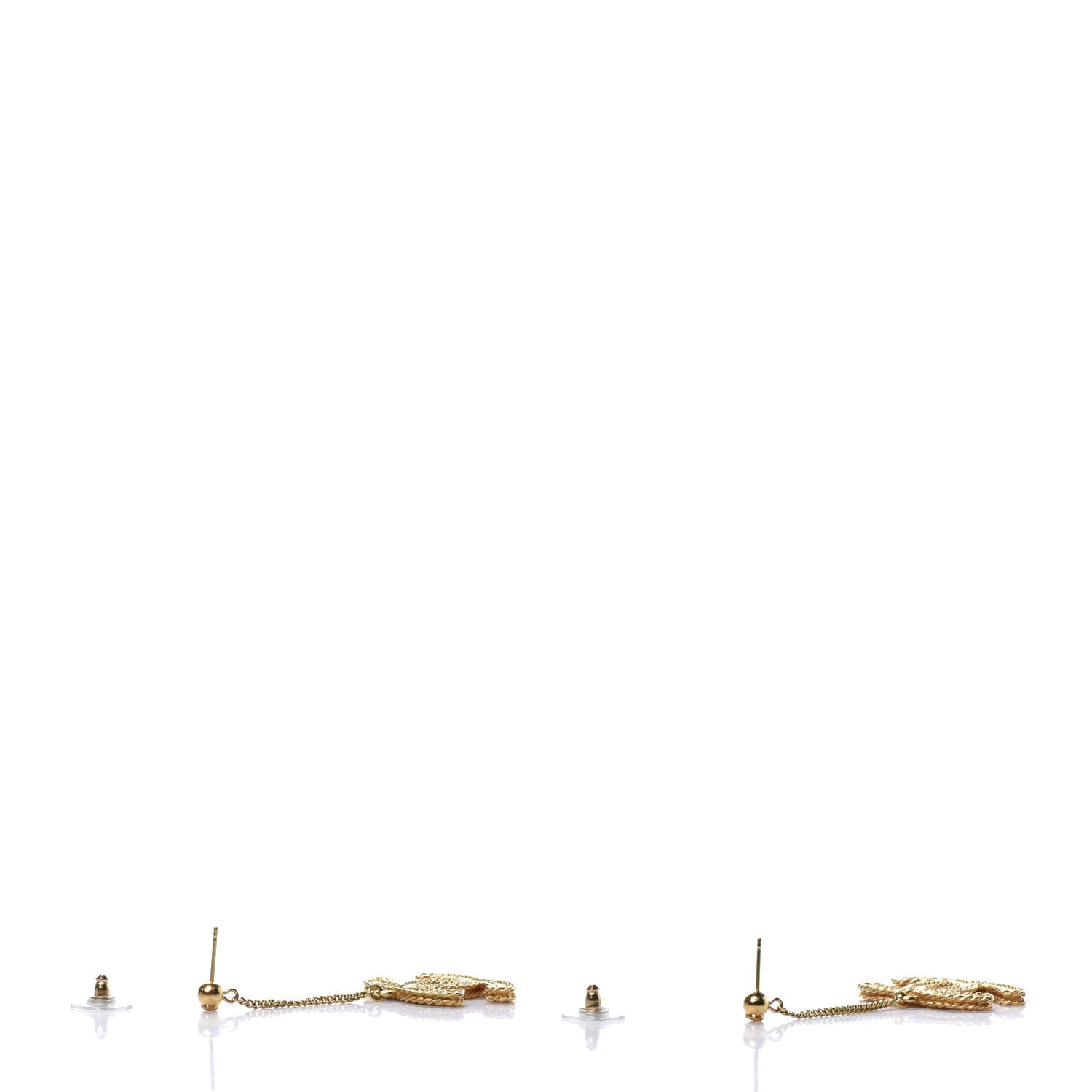 Chanel CC Drop Earrings Matte Gold 4 of 5