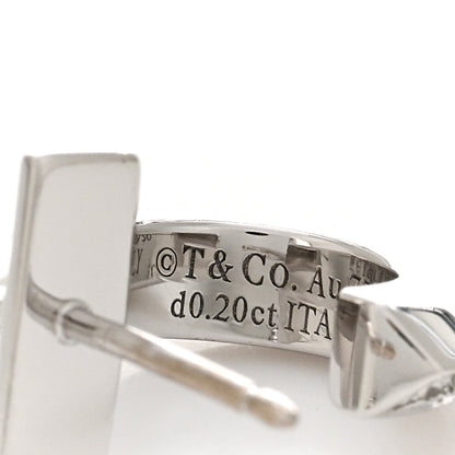 Tiffany 18K White Gold Diamond T1 Hoop Earrings 4 of 4